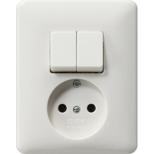 Gira Standaard 55 combinatie wandcontactdoos serie (zonder ra) afdekplaat inbouw Serieschakelaar wit IP20 047503