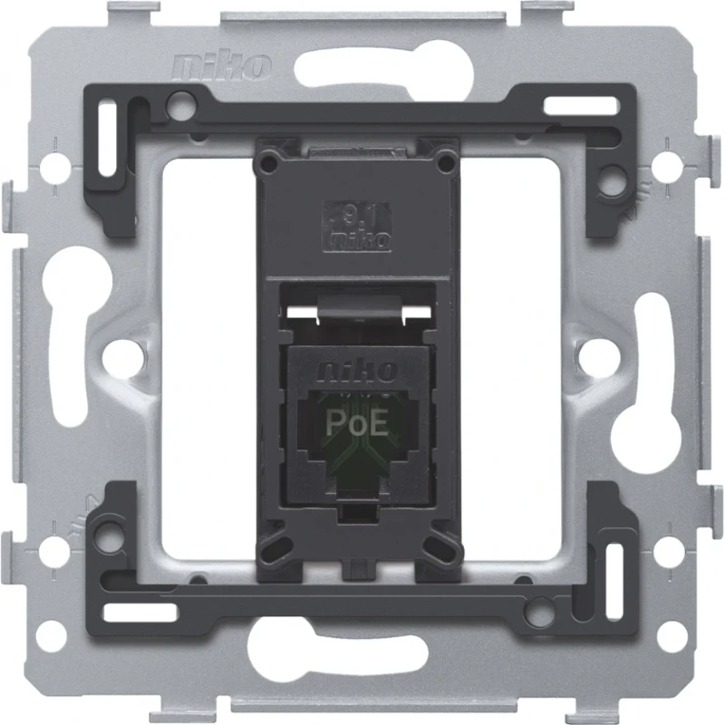 Niko RJ45-aansluiting UTP cat 5E klaar voor PoE++ vlakke uitvoering Modular-Jack Basiselement met complete behuizing 1 connector Zonder label 170-79251