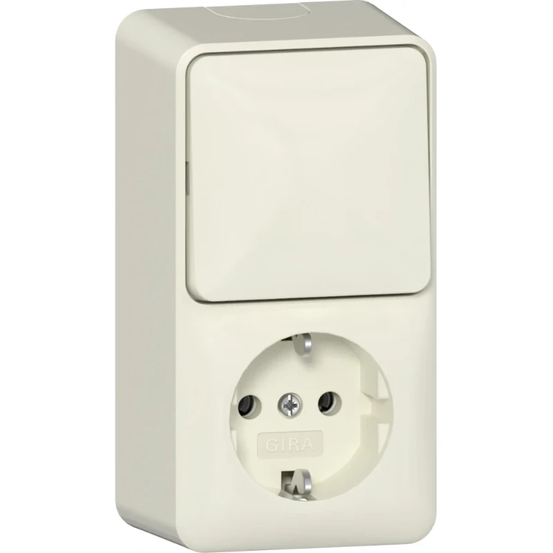 Gira wandcontactdoos combinatie + ra + montageplaat opbouw Wisselschakelaar wit IP20 417612