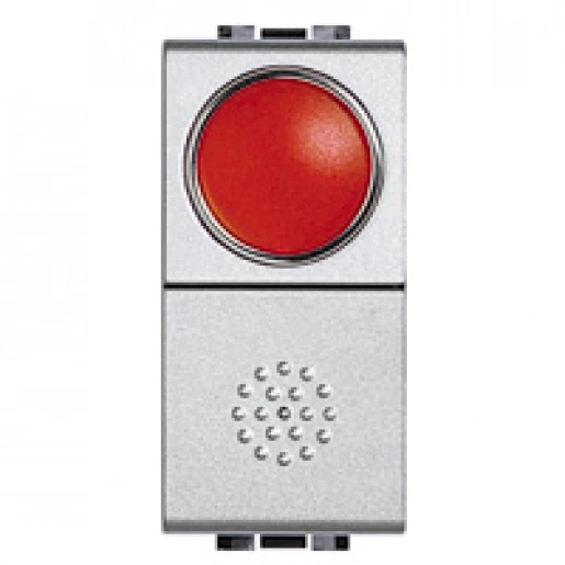 Bticino LivingLight Bedieningselement schakelaar NO + rode verklikker moduledrager Drukknop Glanzend aluminium RAL 9006 BTNT4038R