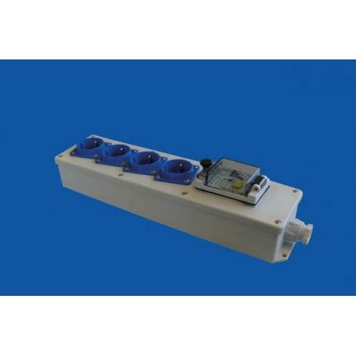 Hateha VERD.CONT.DOOS 16A 230V/2P+A MET BEVEILIGING GRIJS-BLAUW KLAPDEKSEL