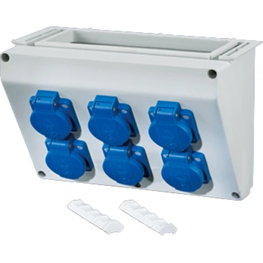 Hensel Connectionbox Wandmaat 2 6x16A 2p+PE 230V Schuko Breedte 270 mm
