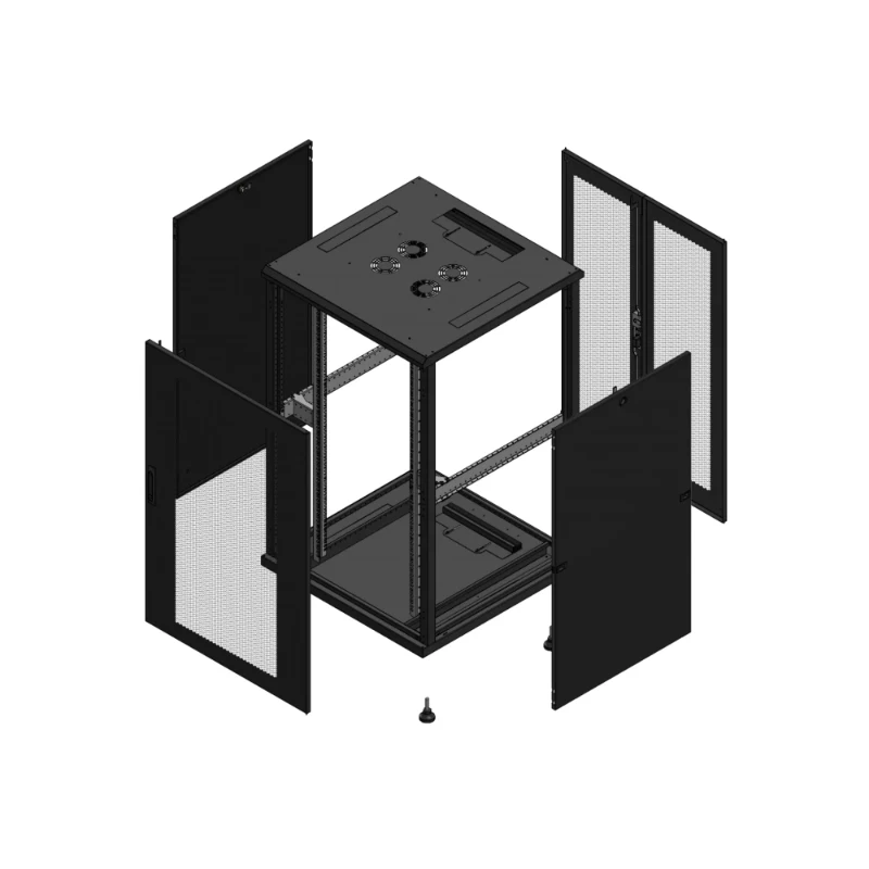 Gigamedia Vloer patchkast AV enkel PER AR dubbel PER 19" 26HE 800x800mm Zwart GGM 702688PPSPPD