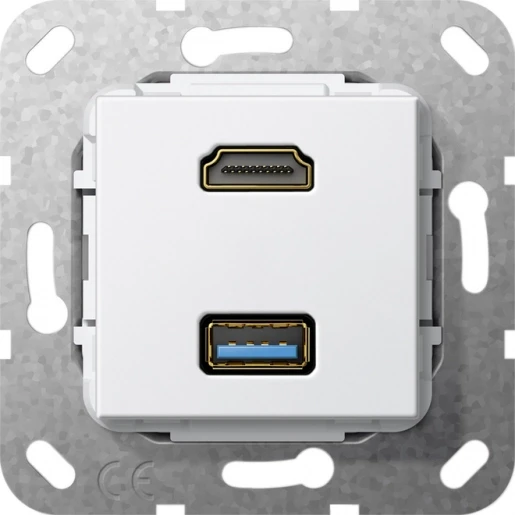 Gira Non-Design usb 3.0 a verloopkabel HDMI Basiselement met centrale afdekplaat Zonder label 567903