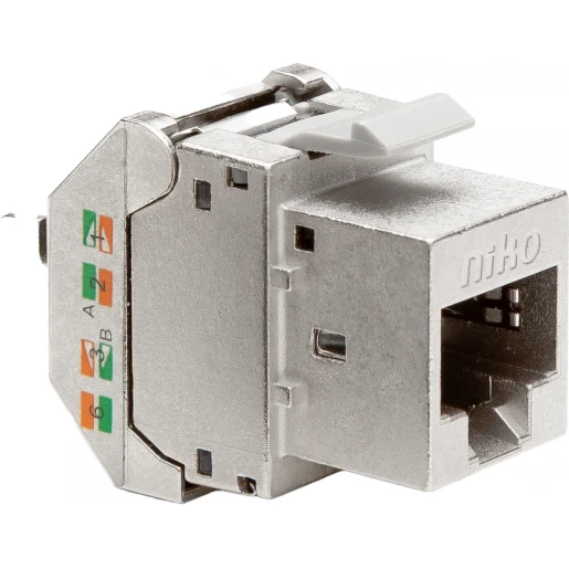 Niko Afgeschermde RJ45-connector STP cat 6A PoE Modular-Jack Modulair element voor schakelmateriaal 1 connector Zonder label 650-45078