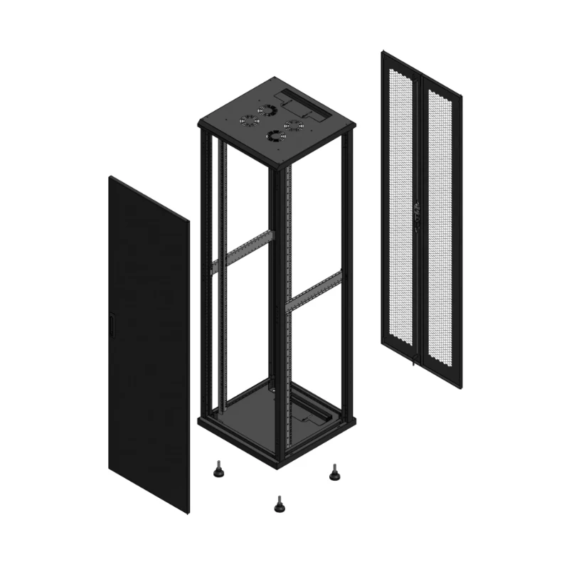 Gigamedia Vloer patchkast AV enkel TOL AR dubbel PER EX 19" 42HE 600x600mm Zwart GGM 704266PTSPPDEX