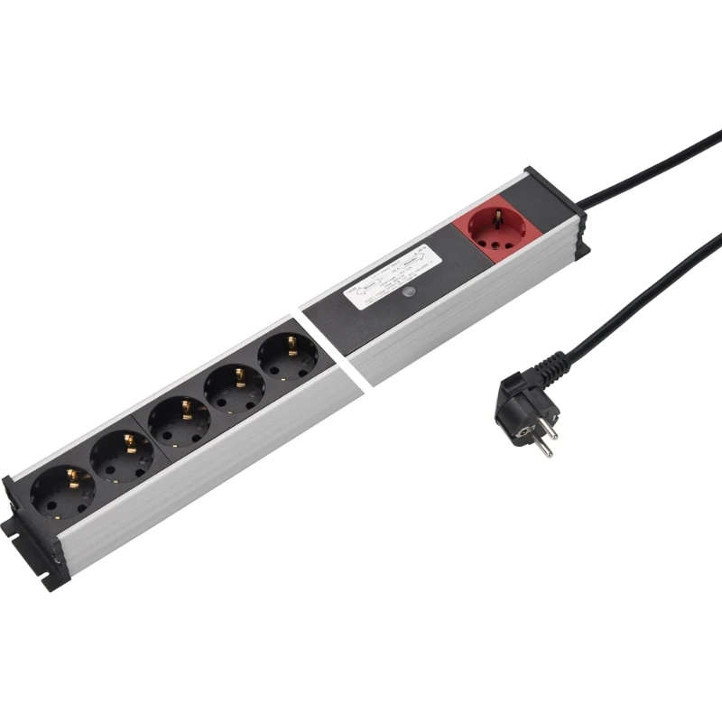 Martin Kaiser Contactdooscombinatie grijs-zwart 6RA 16A IP20 snoer 3m 1171ZL6L-SW3