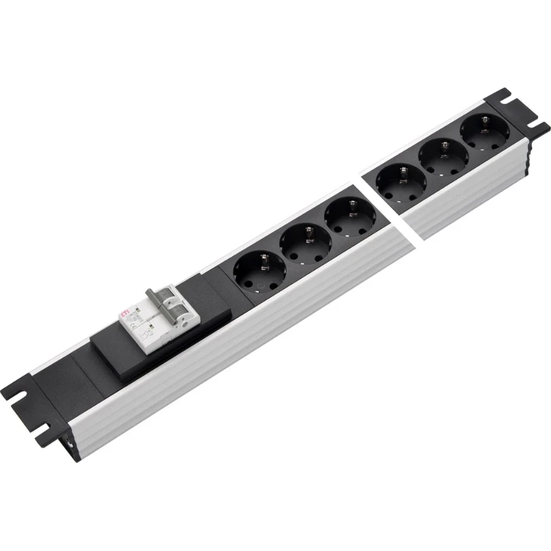 Martin Kaiser Contactdooscomb alu 19" 6-v ra inst.automaat zwart snoer 3m