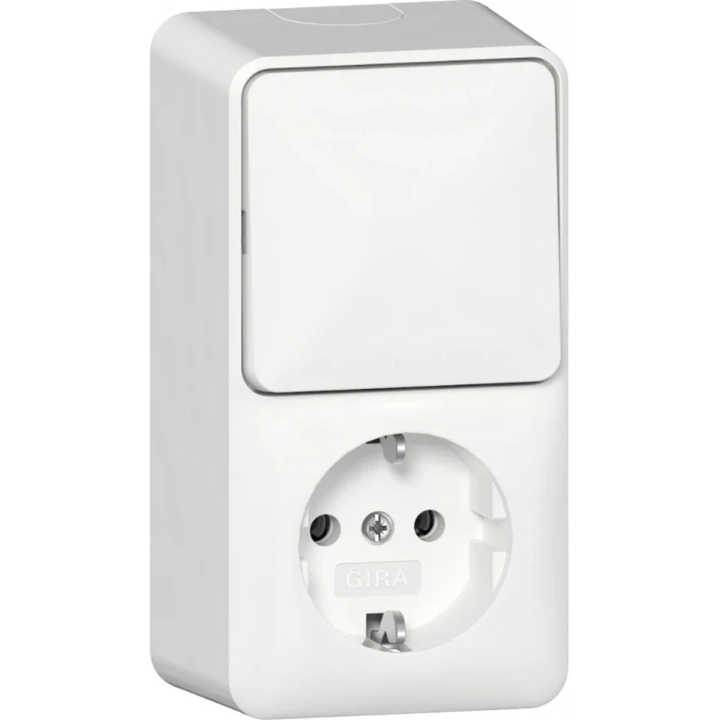 Gira wandcontactdoos combinatie + ra + montageplaat opbouw Wisselschakelaar wit IP20 417614