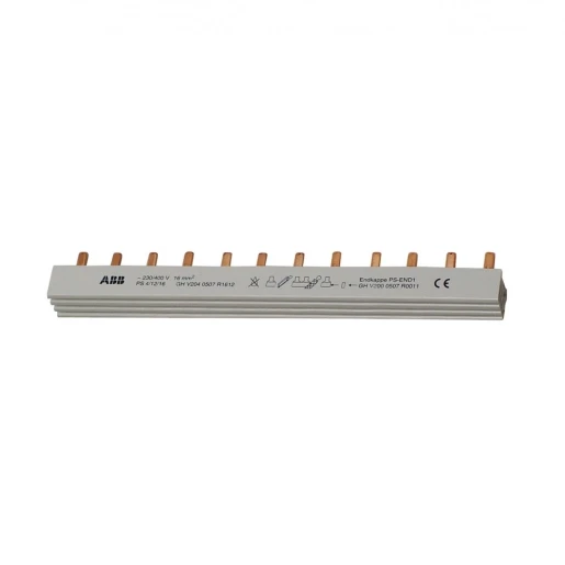 ABB L1-l2-l3-n-l1-...verzamelrail 3f+n 12 mod.var.lengte+eindkappen