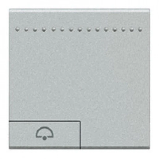 Bticino LivingLight Pulsdrukker NO moduledrager Drukknop Symbool "bel" Glanzend aluminium RAL 9006 BTNT4042M2N