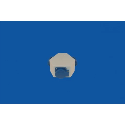 Hateha HANGVERD.CONTACTDS 16A 230V/2P+A GRIJS-BLAUW KLAPDEKSEL AANR.VEILIG