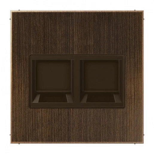 Jung LS range Centraalplaat- (onderdeel) afdekking Modular-Jack 2 connectoren MetaalZonder label messing ME1969-25WEAT