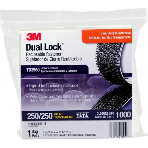 Dual Lock Hersluitbare Klikband TB3560 Helder 25 mm x 3