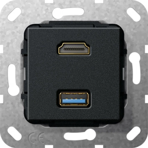 Gira Non-Design usb 3.0 a verloopkabel HDMI Basiselement met centrale afdekplaat Zonder label 567910