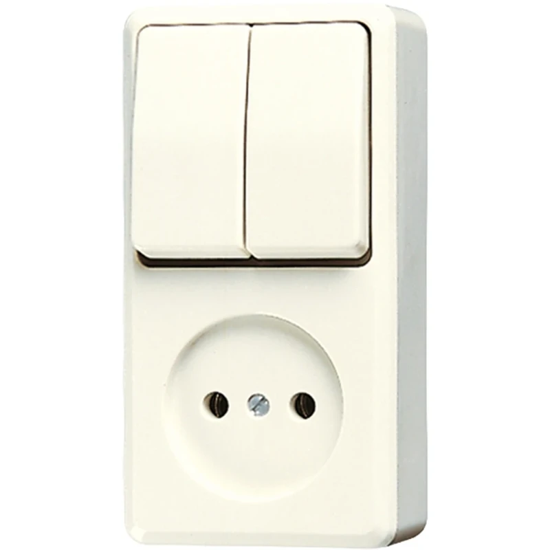 Jung AP 600 combinatie wandcontactdoos serie opbouw wit IP20 645A