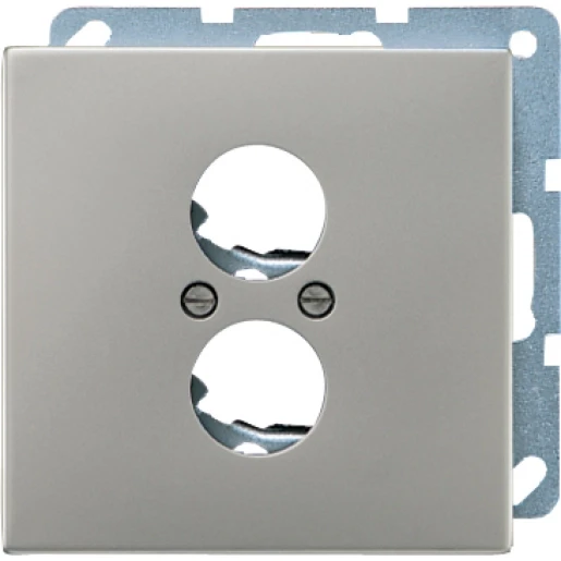 Jung LS range Centraalplaat BNC Luidsprekeraansluiting 2 connectoren MetaalZonder label aluminium AL2962-2