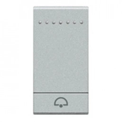 Bticino LivingLight Pulsdrukker NO moduledrager Drukknop Symbool "bel" Glanzend aluminium RAL 9006 BTNT4042N