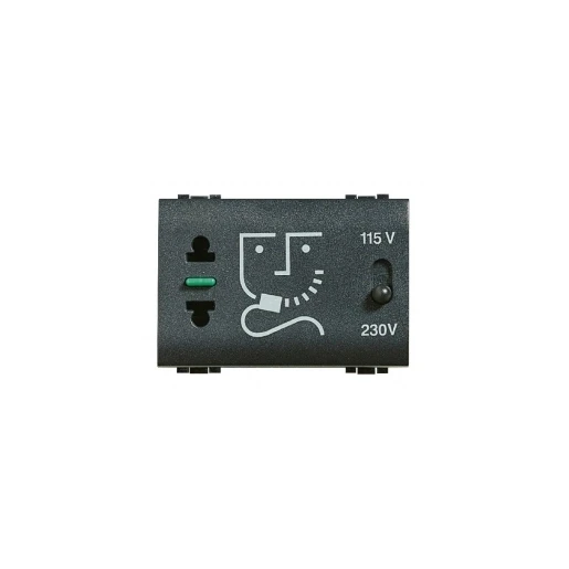 Bticino LivingLight Scheerwandcontactdoos inbouw 230V 3 modules antraciet BTL4177