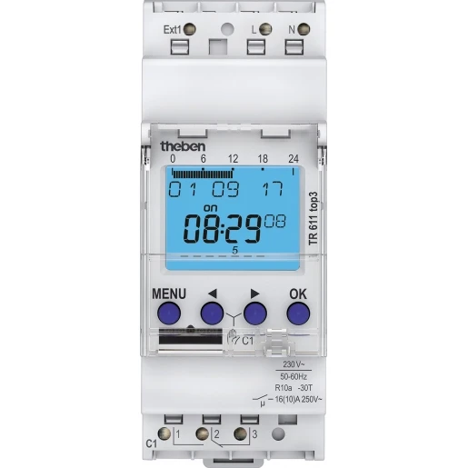 Theben TR611 digitale tijdschakelklok app programma DIN-rail 230V 1 kanaal 16A AC 6110130