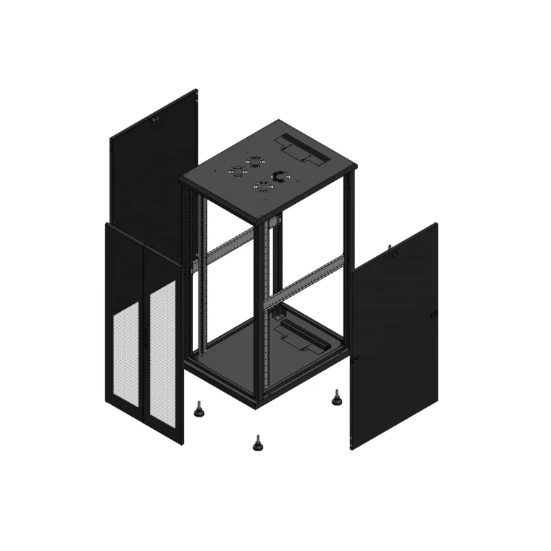 Gigamedia Vloer patchkast AV dubbel PER SP 19" 26HE 600x800mm Zwart GGM 702668PPDSP