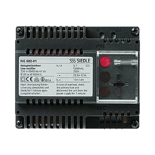 Siedle 1+n Netgelijkrichter din-rail 23.3V AC IP20 200033585-00