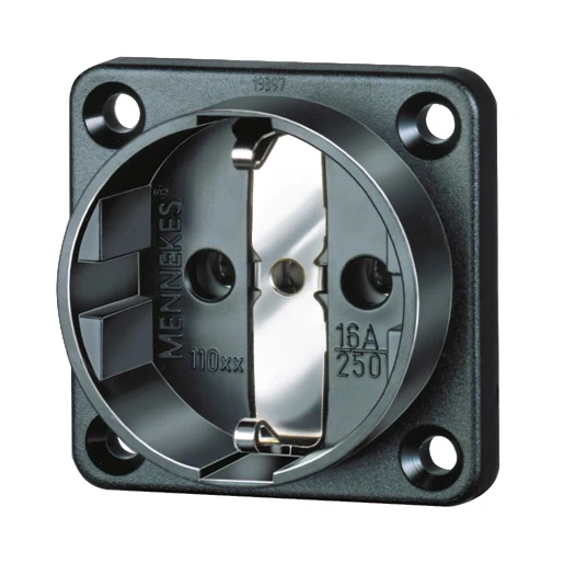 Mennekes Schuko wandcontactdoos inbouw a 50 x 50 mm 230V 16A IP20 zwart 11532