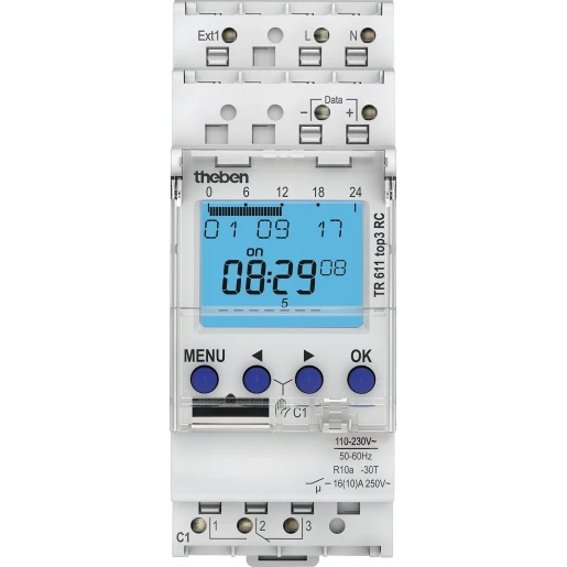 Theben TR611 digitale tijdschakelklok app programma DIN-rail 110 - 230V 1 kanaal 16A AC 6110330