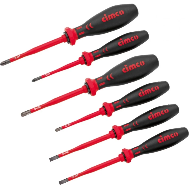 Cimco VDE sleufschroevendraaier set slim 4 PZ 2 platte schroevendraaiers Geïsoleerd 1000 V 117852