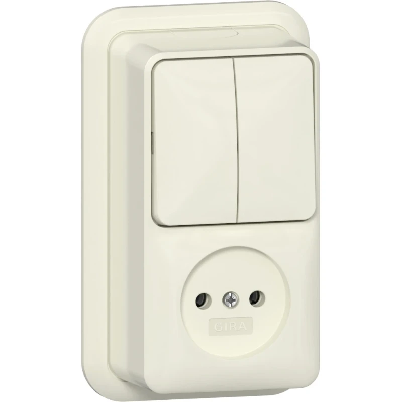 Gira wandcontactdoos combinatie + ra k/p 2-p opbouw Serieschakelaar wit IP20 447510