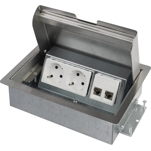 OCS Servicebox 3.0 - 2x 230V RA + 2x CAT6A UTP - RVS deksel
