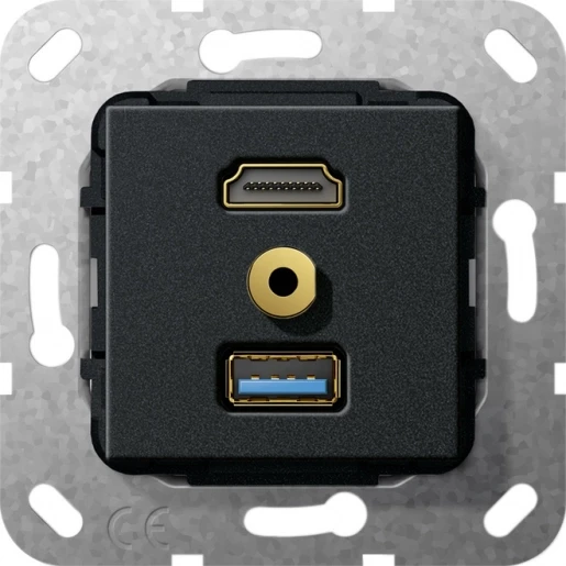 Gira Non-Design usb 3.0 a m-jack koppeling verloopkabel HDMI Basiselement met centrale afdekplaat Zonder label 568010