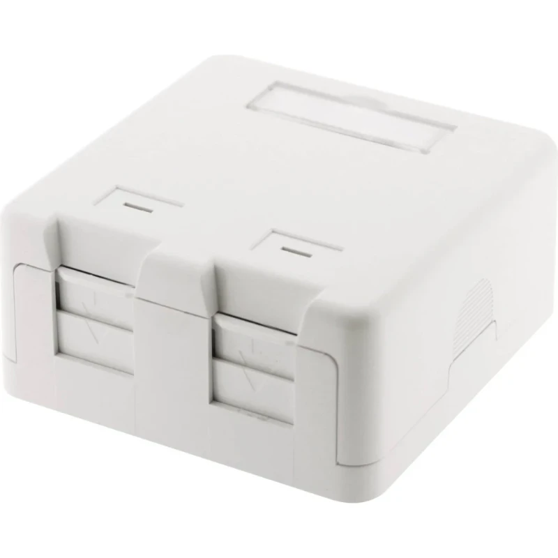 Gigamedia Doos 2 poorten voor Keystone RJ45-connector met afdekraam wit