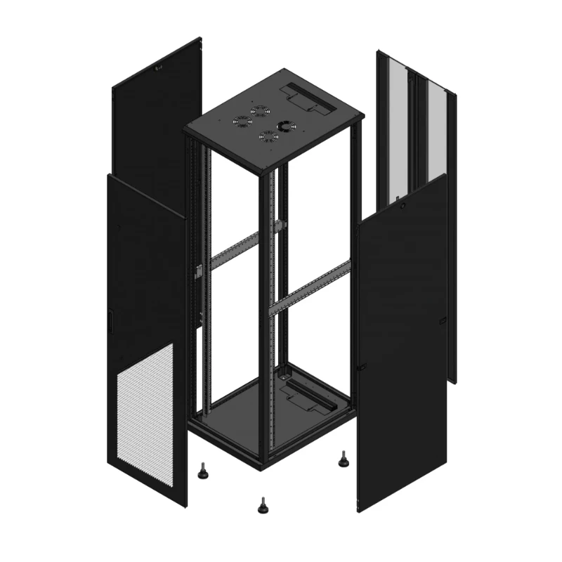 Gigamedia Vloer patchkast AV enkel PER AR dubbel VER 19" 42HE 600x800mm Zwart GGM 704268PPSPVD