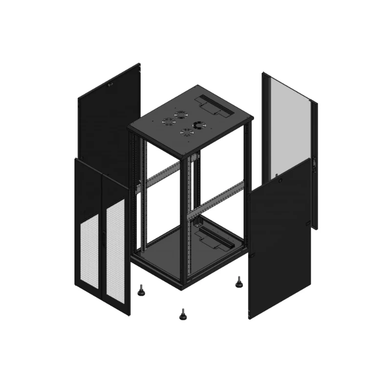 Gigamedia Vloer patchkast AV dubbel PER AR enkel VER 19" 26HE 600x800mm Zwart GGM 702668PPDPVS