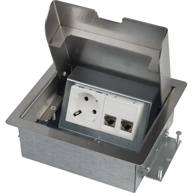 OCS Servicebox 3.0 1x 230V RA + 2x Cat6U RVS deksel