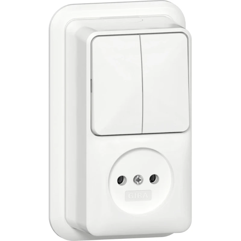 Gira wandcontactdoos combinatie + ra k/p 2-p opbouw Serieschakelaar wit IP20 447511