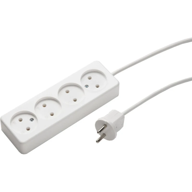 Martin Kaiser Contactdooscombinatie 4-voudig ongeaard kalkwit snoer 1,5m