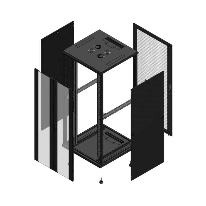 Gigamedia Vloer patchkast AV dubbel VER AR enkel PER 19" 36HE 800x800mm Zwart GGM 703688PVDPPS