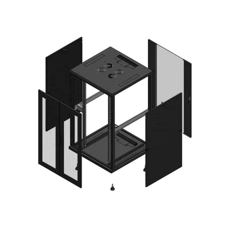Gigamedia Vloer patchkast AV dubbel PER AR enkel VER 19" 26HE 800x800mm Zwart GGM 702688PPDPVS