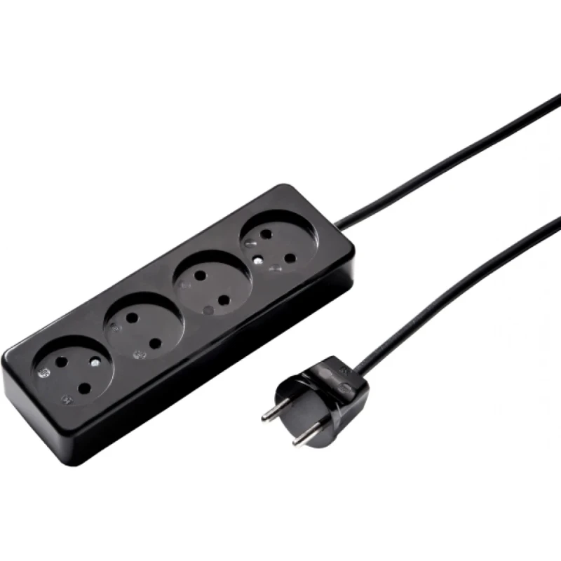 Martin Kaiser Contactdooscombinatie 4-voudig ongeaard zwart snoer 1,5m