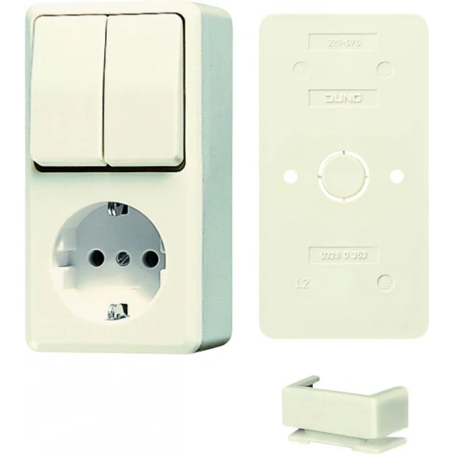 Jung AP 600 combinatie wandcontactdoos + ra bundel opbouw wit IP20 B675A