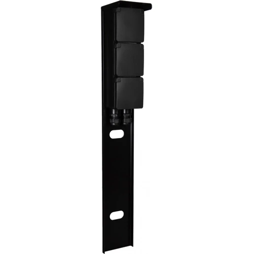 Glampère Pro tuinpaal (dubbele wartel) 3 contactdozen Glanzend zwart IP55 NL6532Z