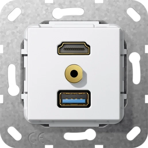 Gira Non-Design usb 3.0 a m-jack verloopkabel HDMI Basiselement met centrale afdekplaat Zonder label 568103