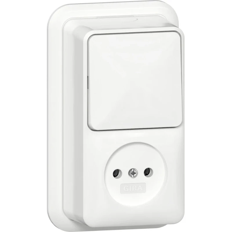 Gira wandcontactdoos combinatie zonder ra k/p 2-p opbouw Wisselschakelaar wit IP20 447611