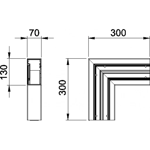 OBO GK vlakke hoek wandgoot 130x70mm PVC wit RAL 9010 6274520
