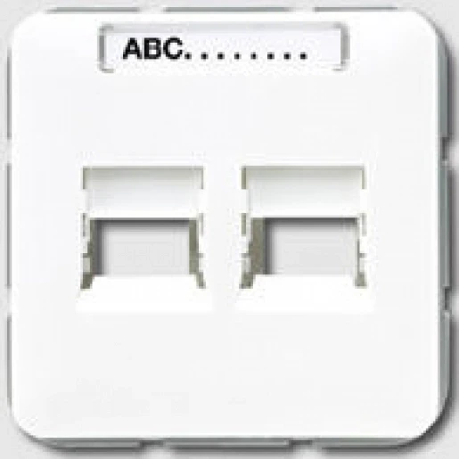Jung CD range centraalplaat 2x8 vgwe cd500 Modular-Jack 2 connectoren Met label wit 569-25WE
