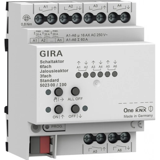 Gira Sch.-/jl.act. 6-v/3-v 16 A DIN-rail Std KNX Secure