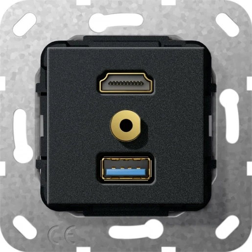 Gira Non-Design usb 3.0 a m-jack verloopkabel HDMI Basiselement met centrale afdekplaat Zonder label 568110