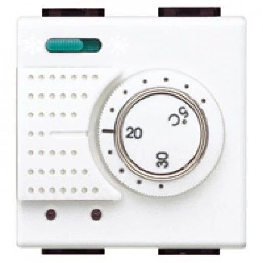 Bticino LL KAMERTHERMOSTAAT ELEKTRON.+OMSCHAKELAAR ZOMER/WINTER WIT